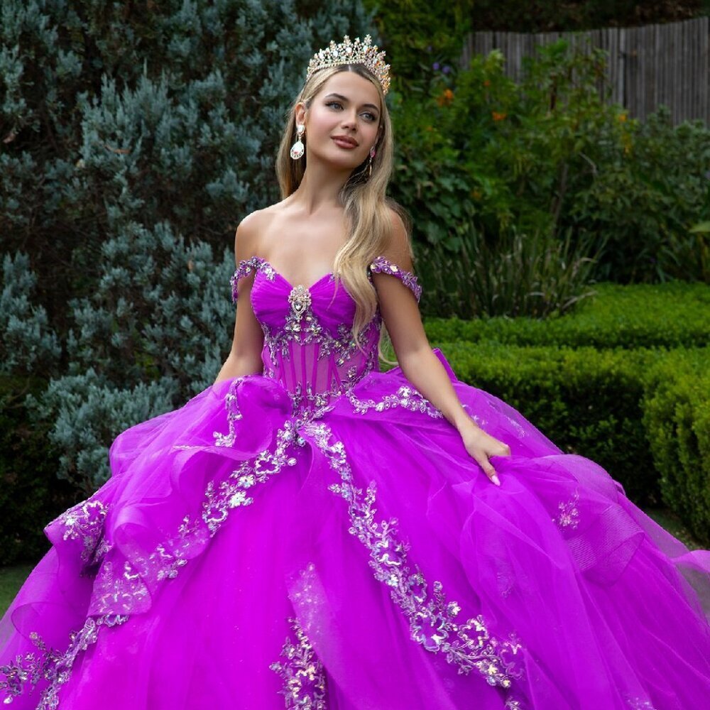 New Formal Tulle Ball Gown w/ Rhinestones Embroidery & Sequins Details GL3548